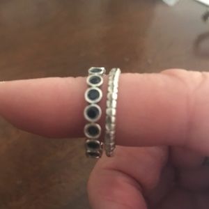 Stackable blue stone and silver band